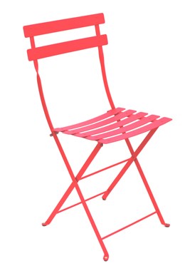 Pair of all metal fushia pink bistro chairs