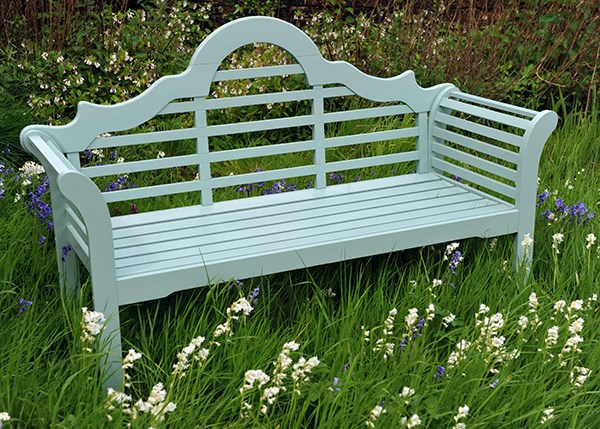 home outdoor living lutyens bench eau de nil