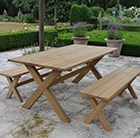 Spanish oak table and two benches