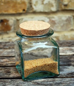 Recycled glass seed storage jar