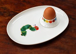 The very hungry caterpillar egg cup and soldier tray