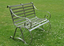 Repton scroll bench - lichen green