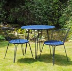 Versailles steel dining table with two chairs - Royal blue
