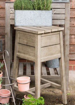 Weathered wood storage stool