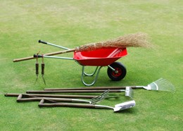 Gardener's apprentice lawn rake