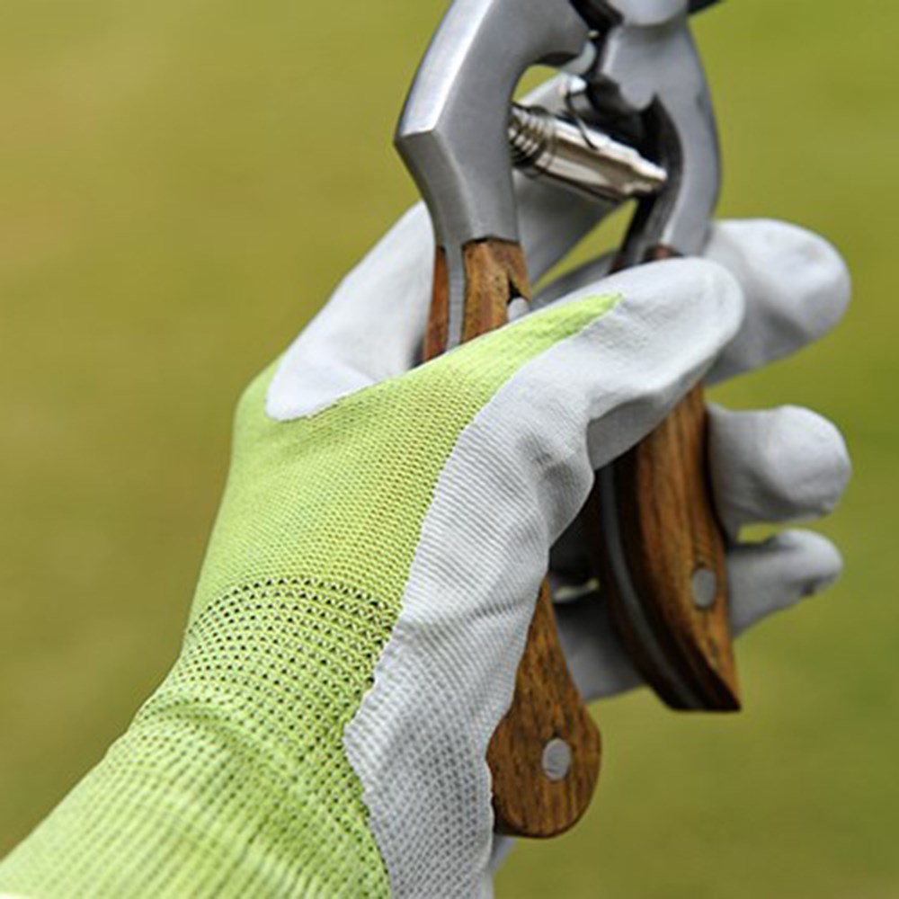 Green nitrile gardening gloves