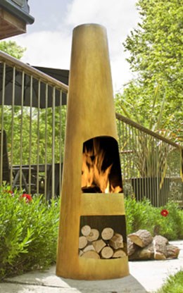 Contemporary steel chiminea circo oxidised