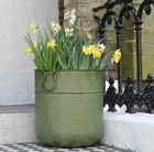 Verdigris tall metal planter