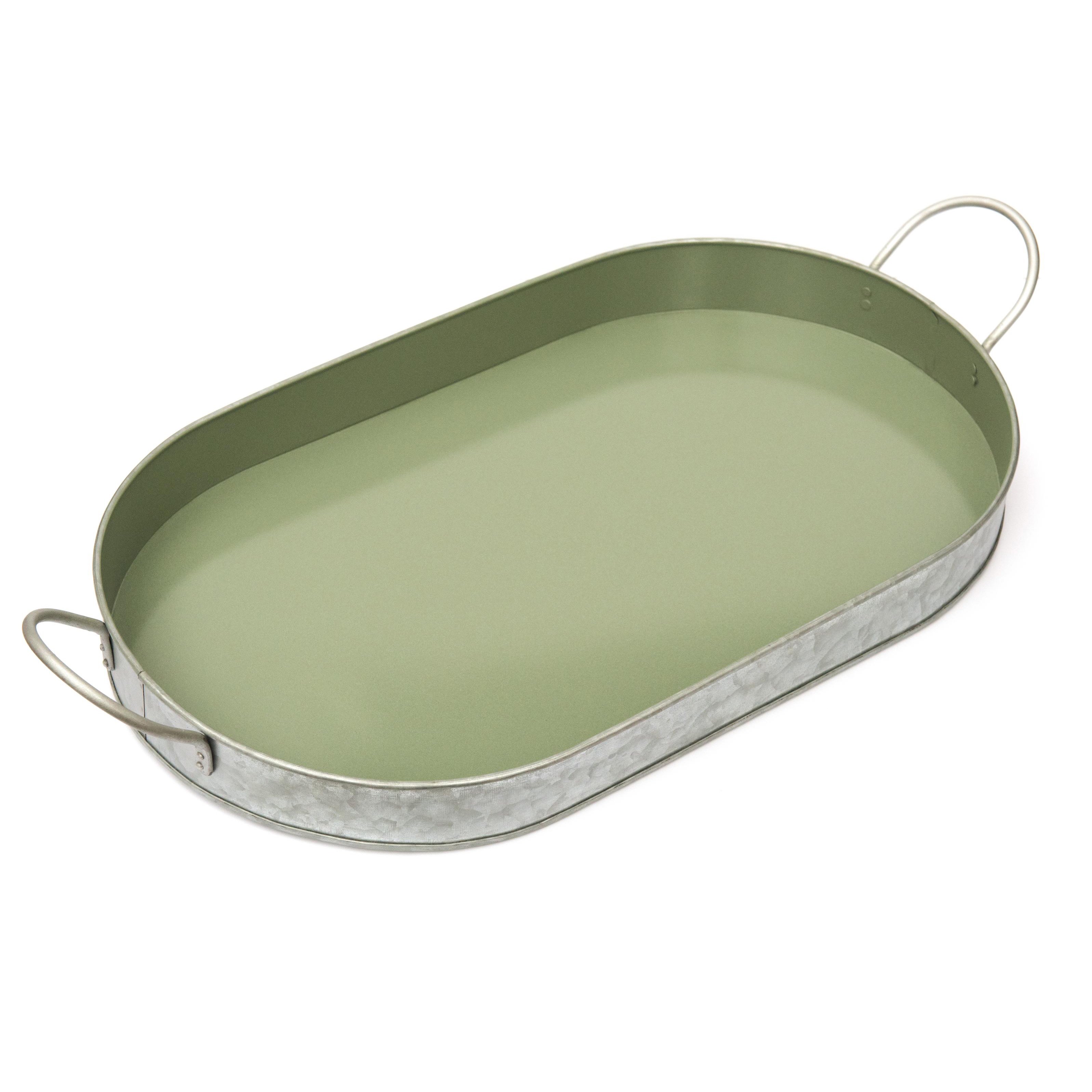 Galvanised oval serving tray