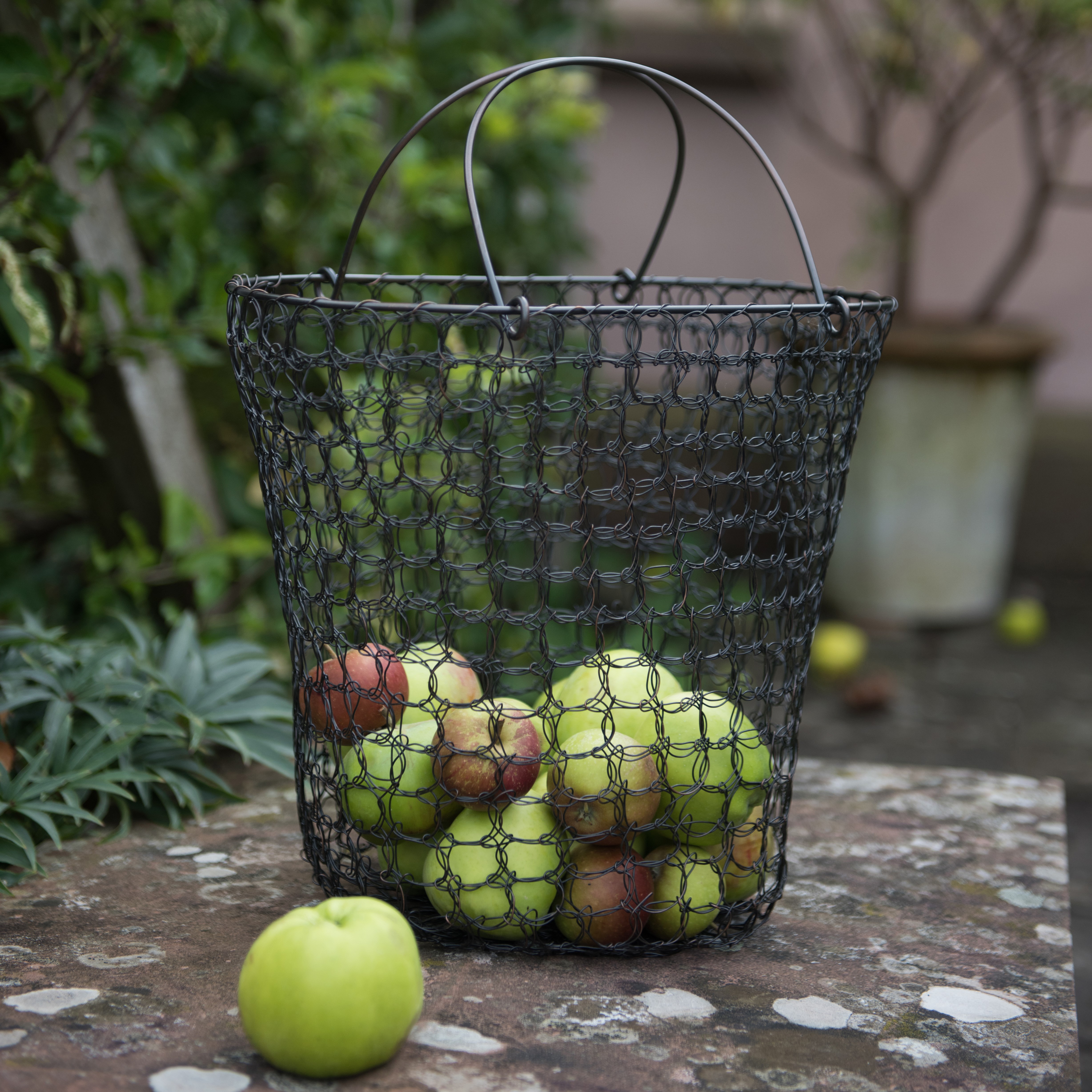 Woven wire basket