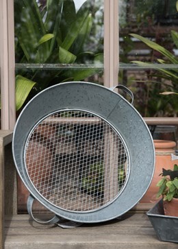 Galvanised soil sieve