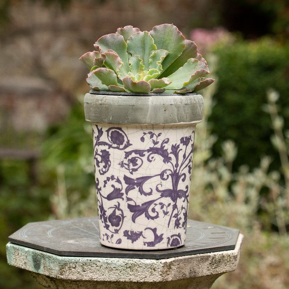 Aged ceramic long tom pot