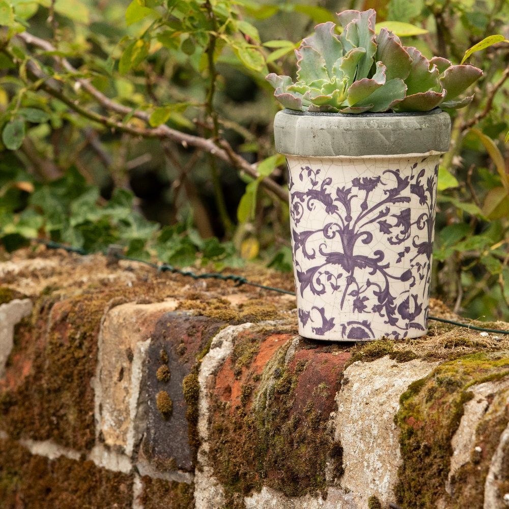 Aged ceramic long tom pot