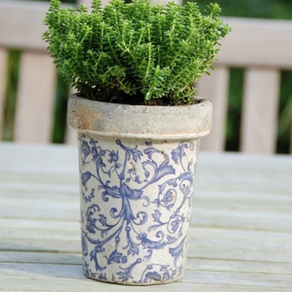 Aged ceramic long tom pot