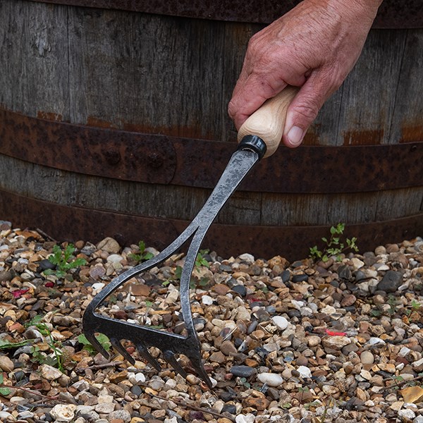DeWit 5 tine hand rake with short handle