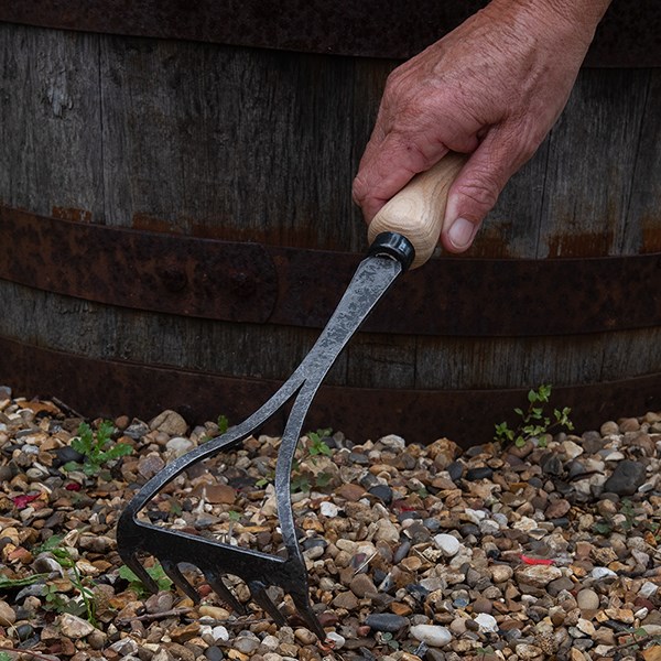 DeWit 5 tine hand rake with short handle