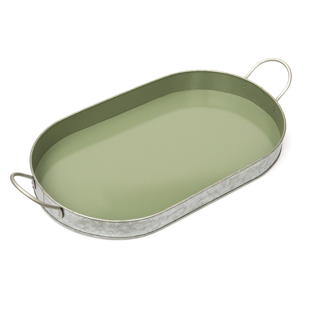 Galvanised metal oval tray