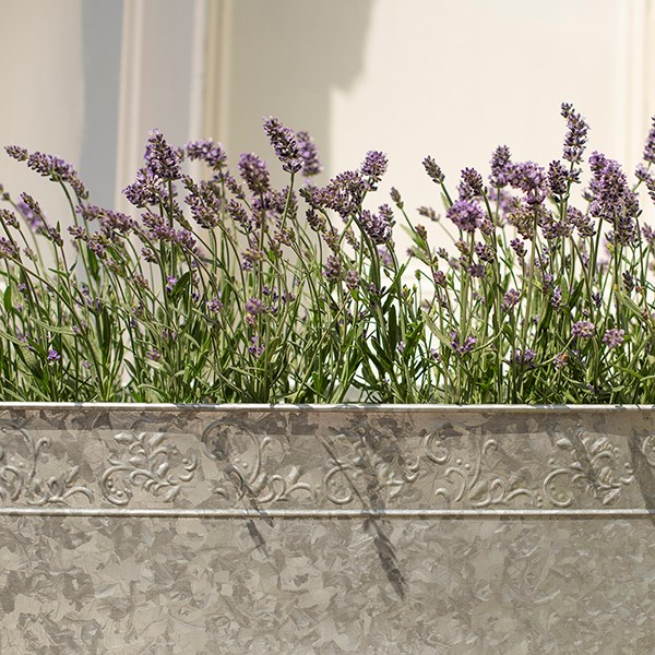 Embossed galvanised metal window trough