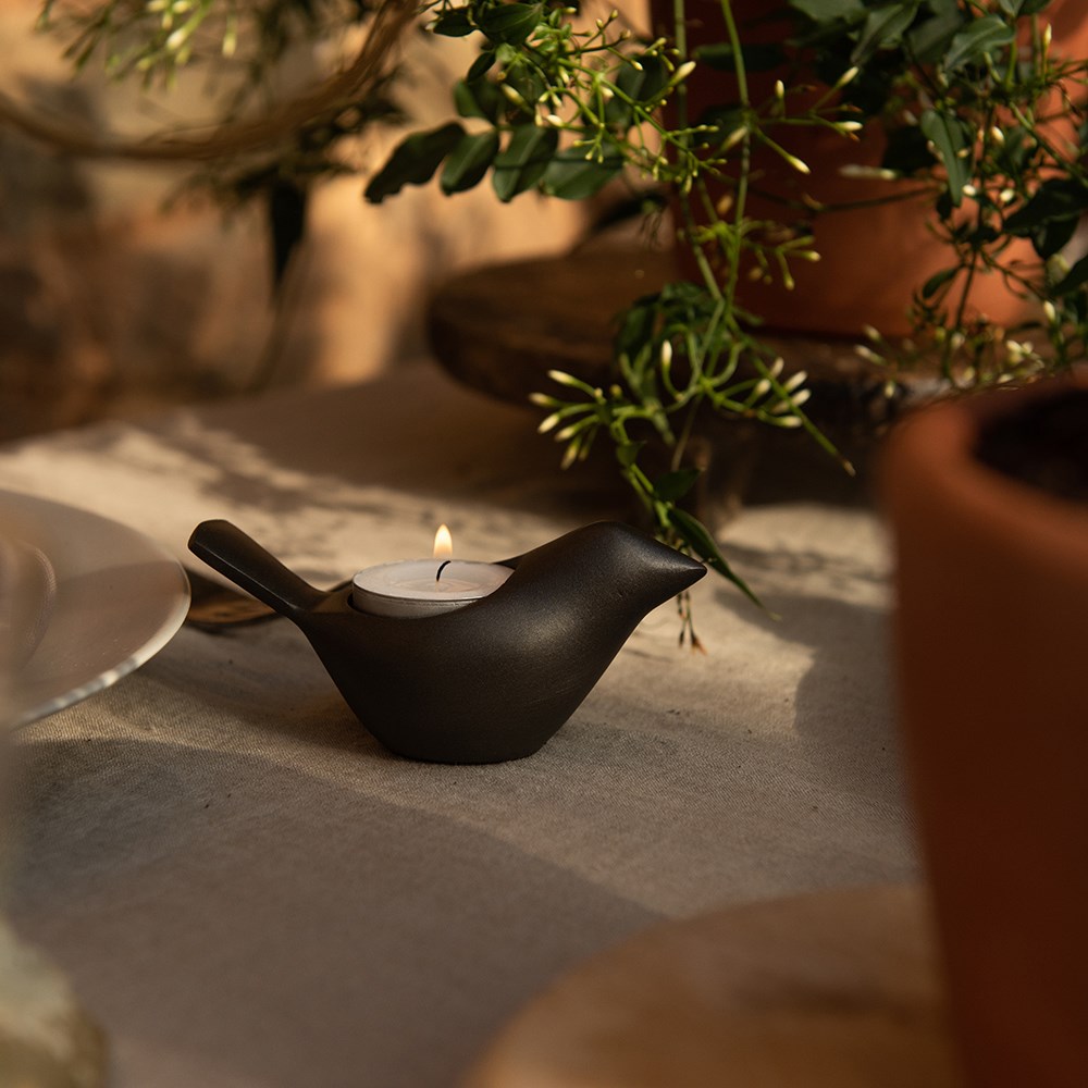 Bird tealight holder - zinc