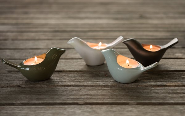 Bird tealight holder - zinc