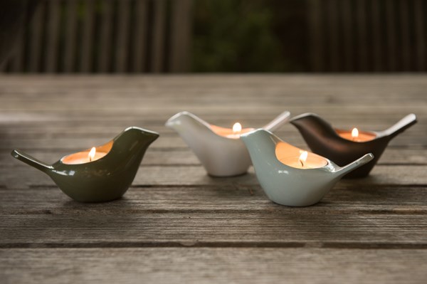 Bird tealight holder - zinc