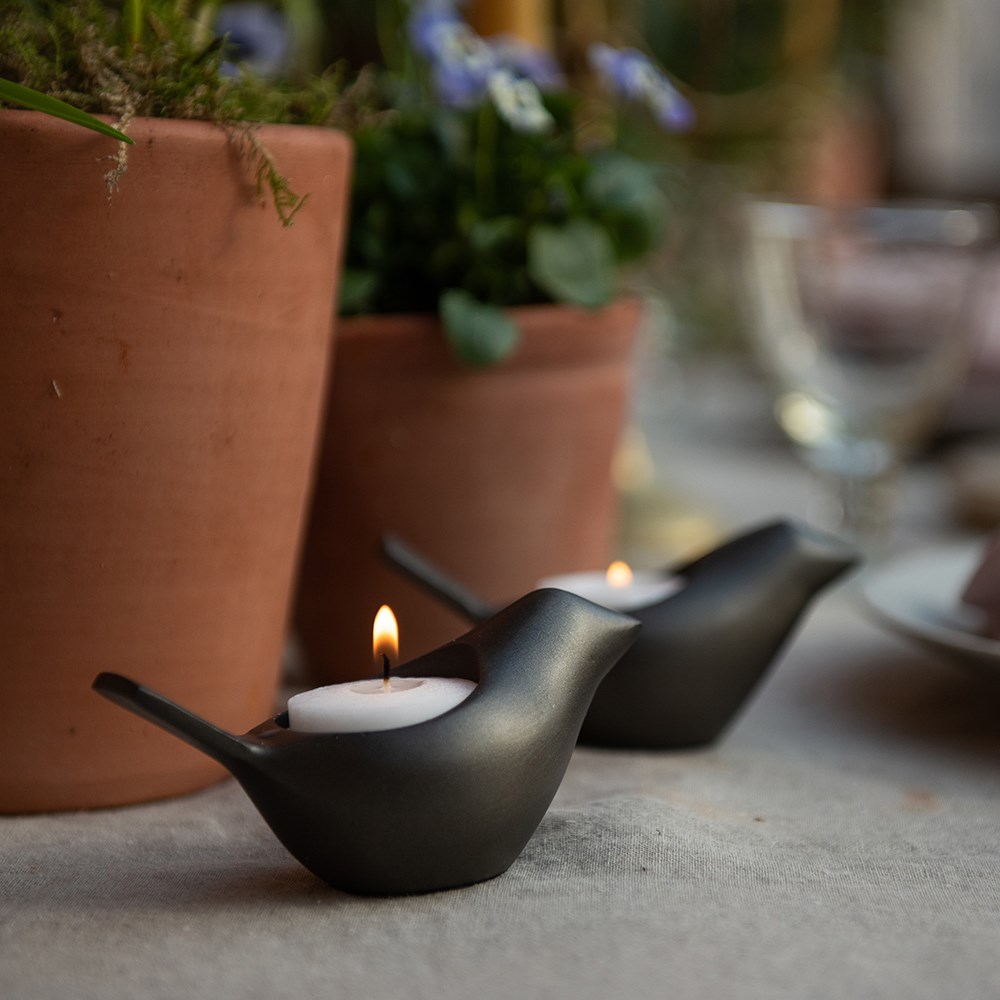 Bird tealight holder - zinc