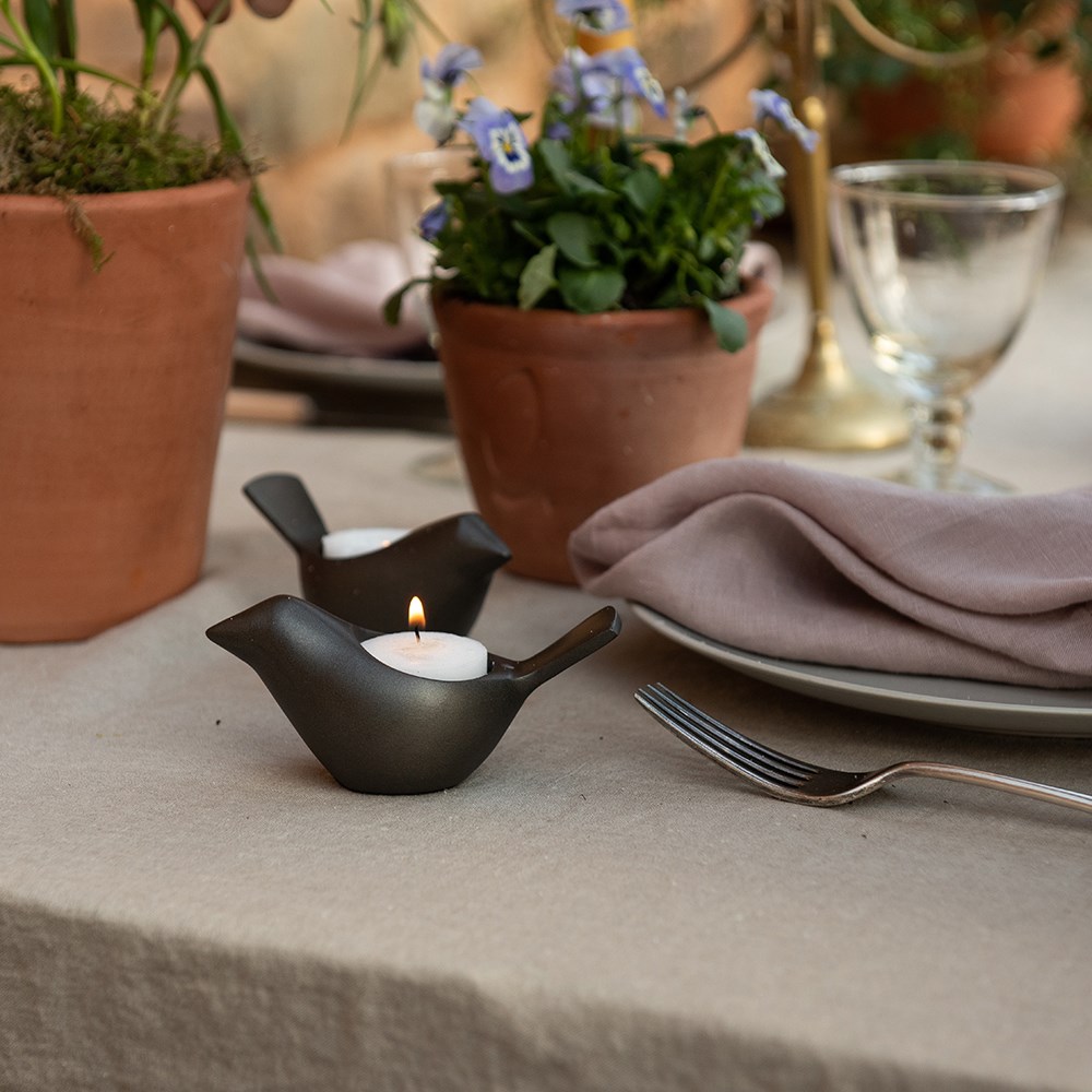 Bird tealight holder - zinc