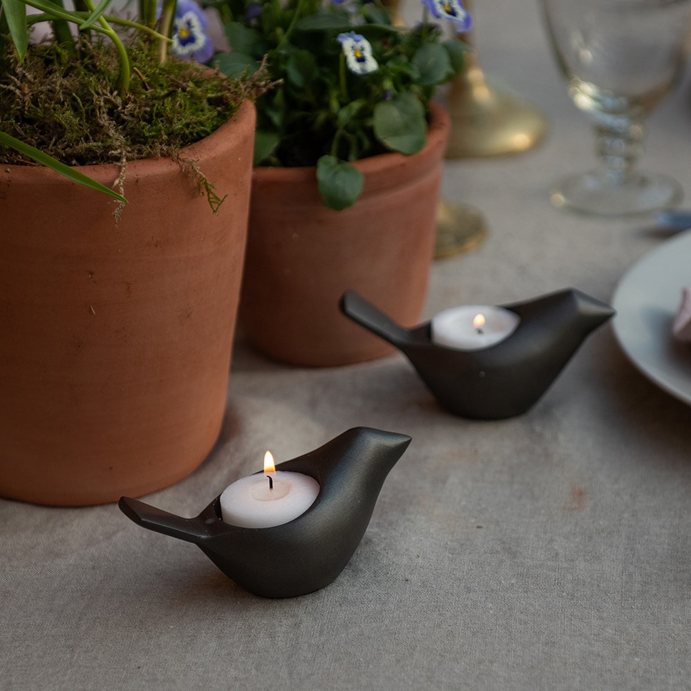 Bird tealight holder - zinc