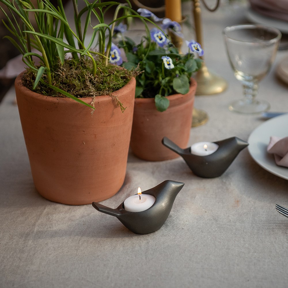 Bird tealight holder - zinc