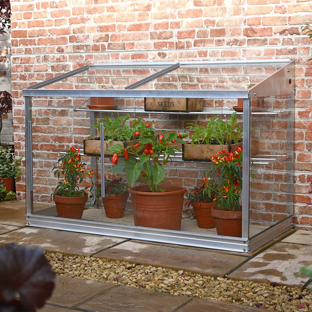 Small space aluminium half wall growhouse