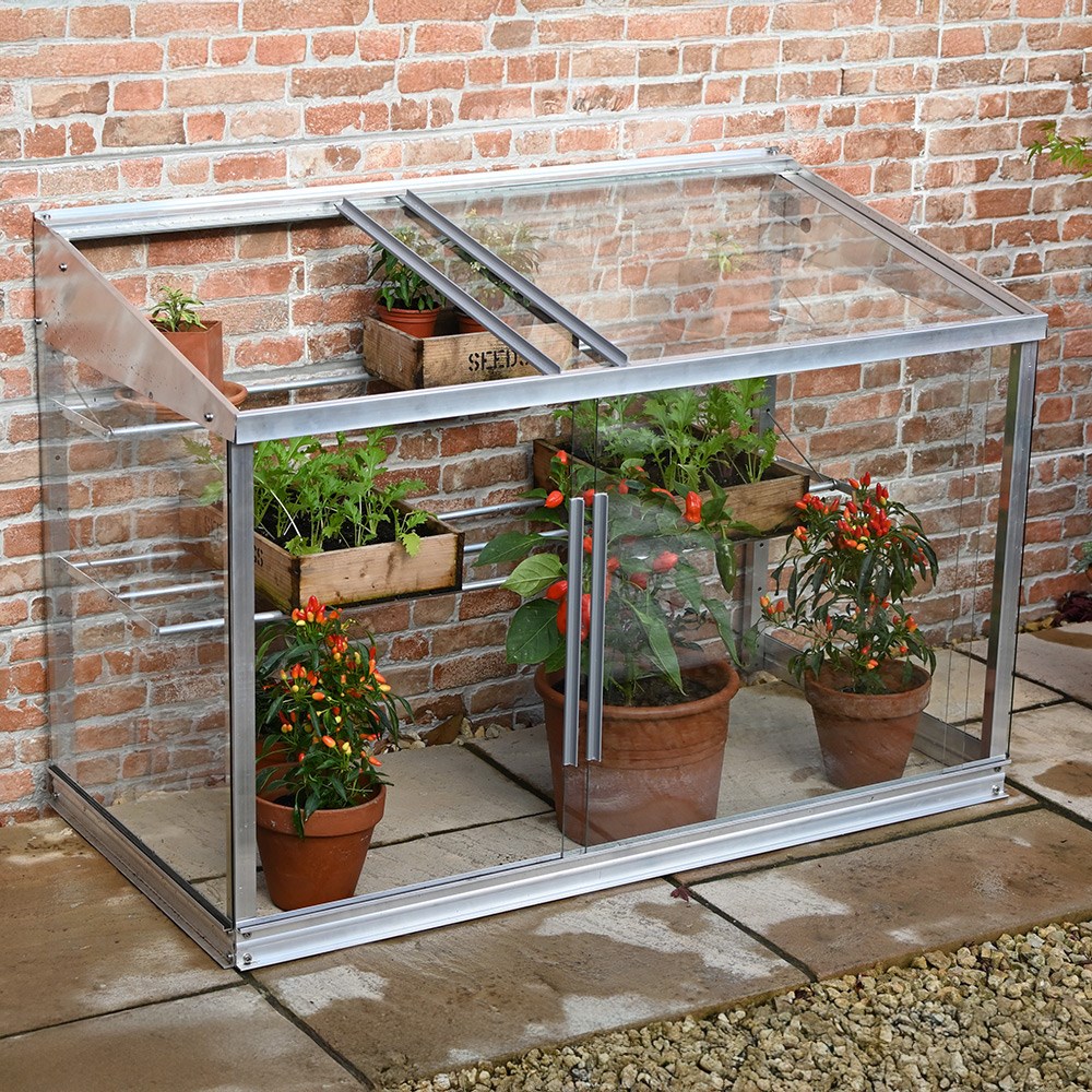 Small space aluminium half wall growhouse