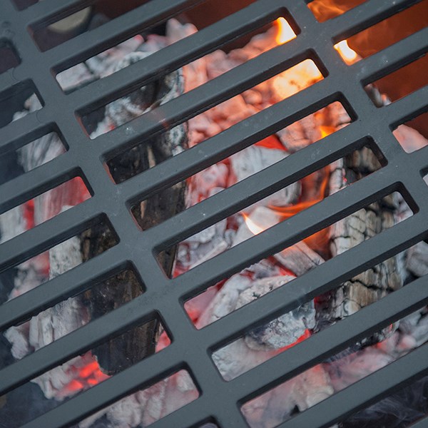 Cast iron fire pit with grill