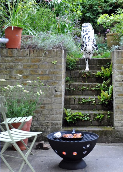 Cast iron fire pit with grill
