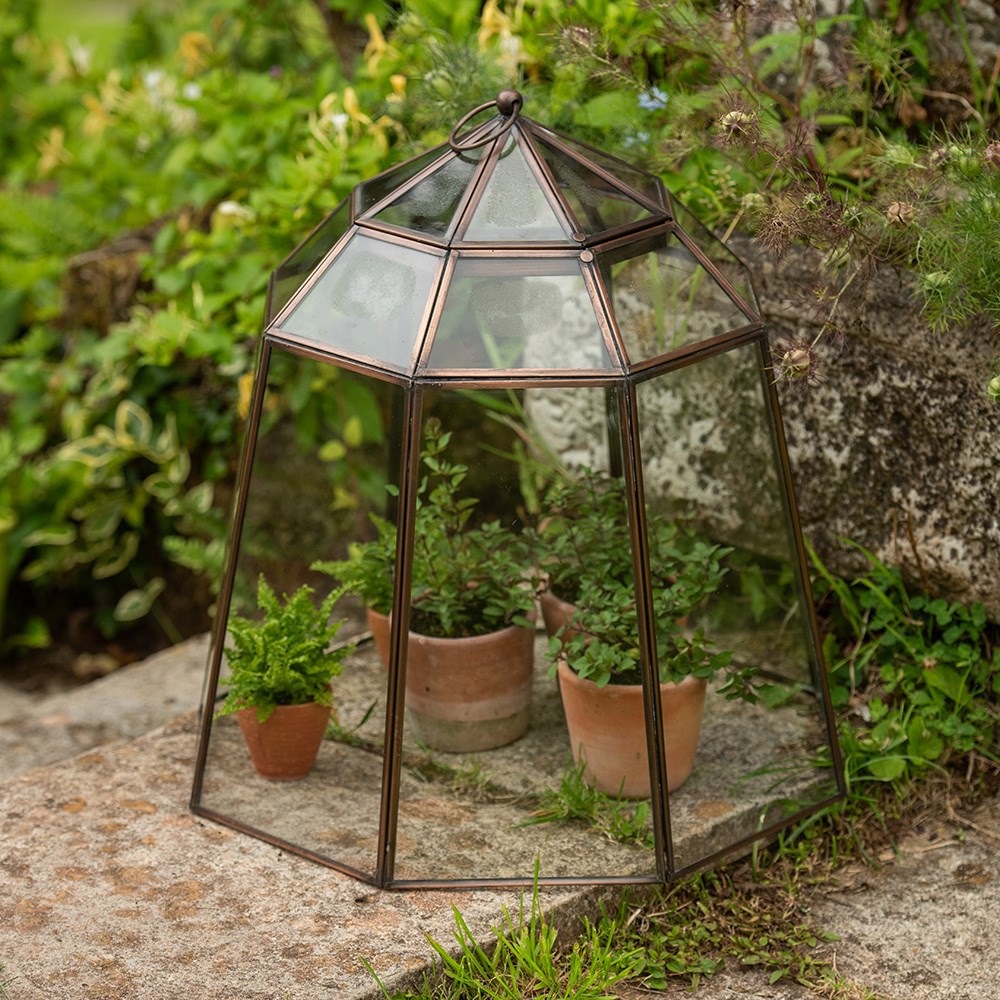 Victorian lidded bronze lantern cloche