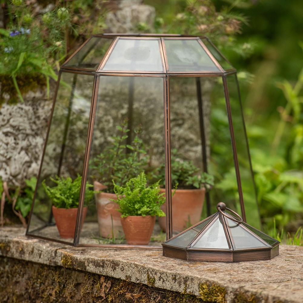 Victorian lidded bronze lantern cloche