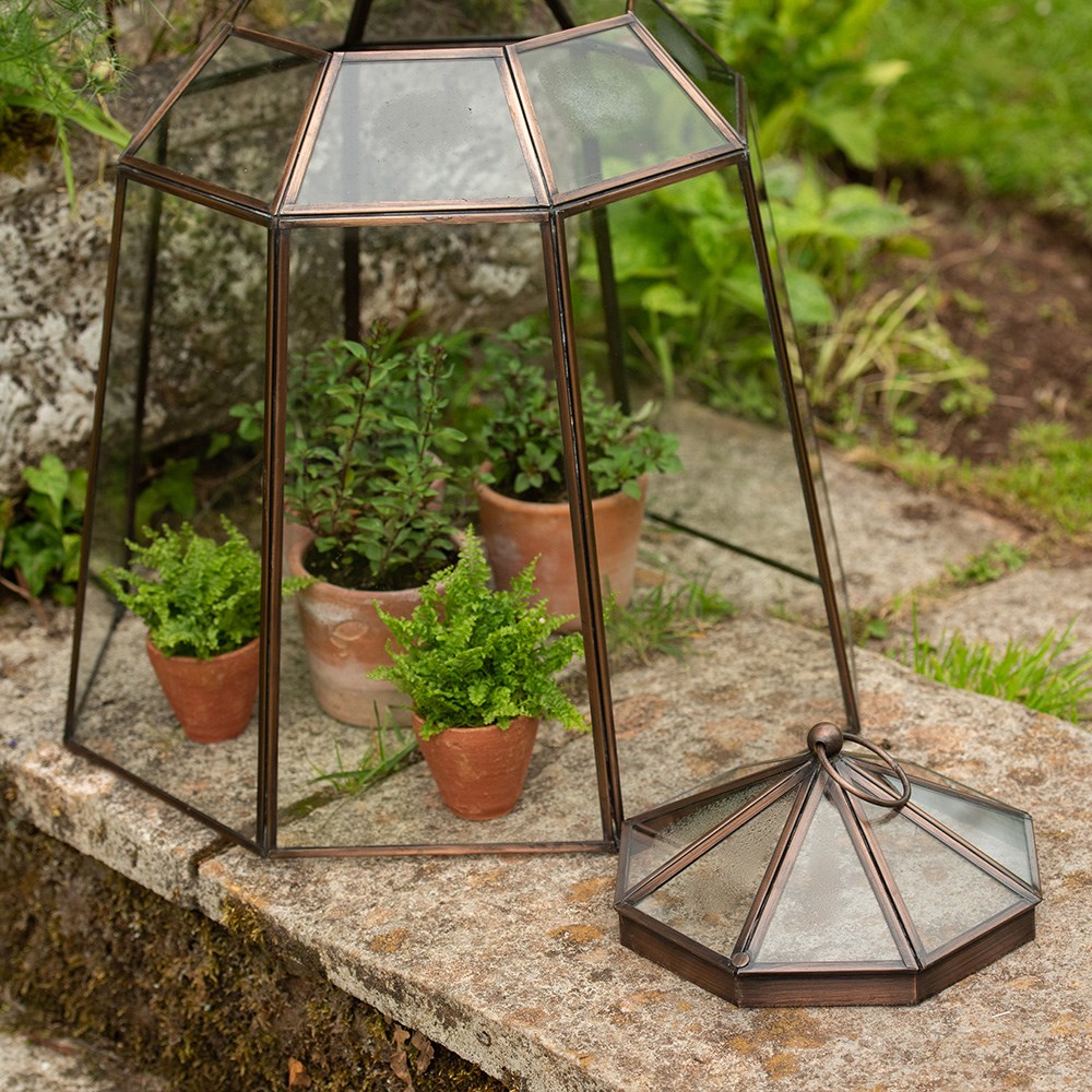 Victorian lidded bronze lantern cloche