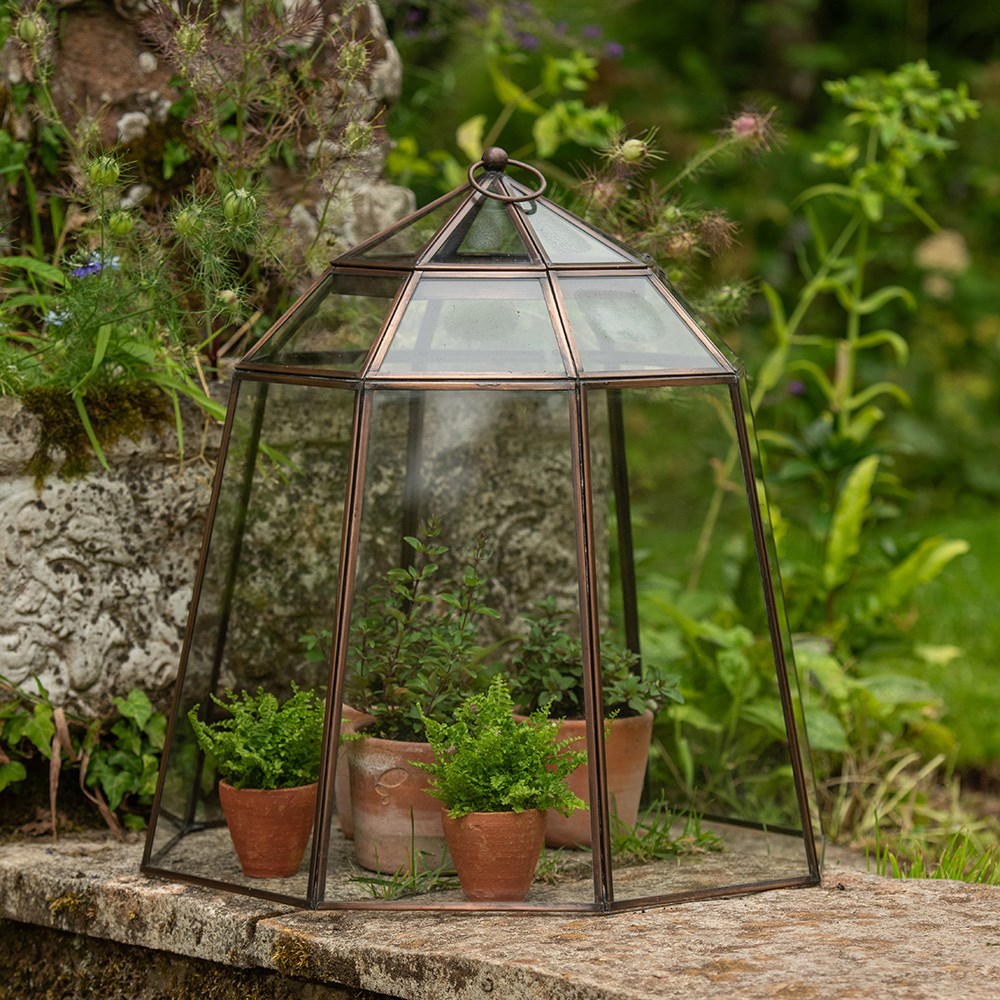 Victorian lidded bronze lantern cloche