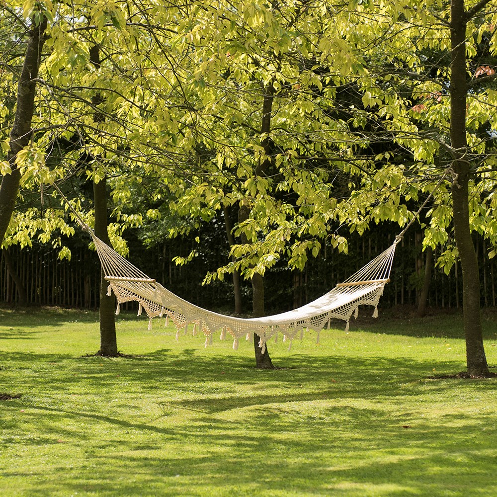 Woven string hammock