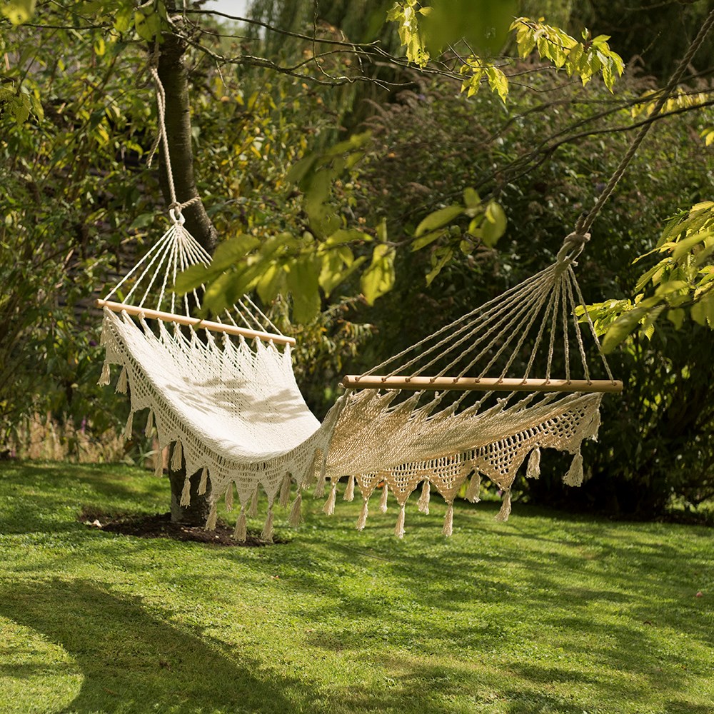 Woven string hammock