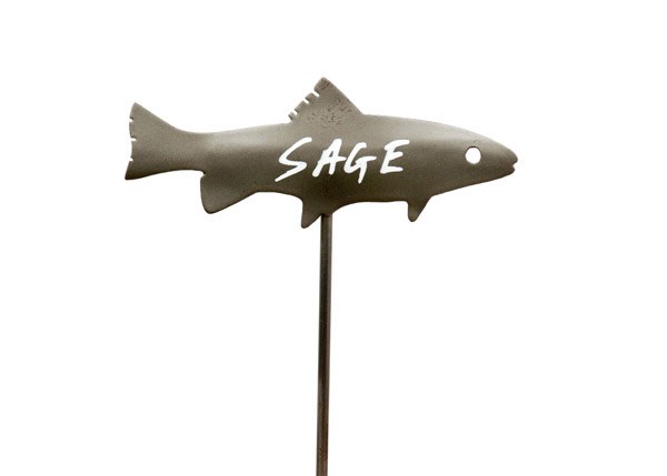 Metal fish plant markers - set of 4
