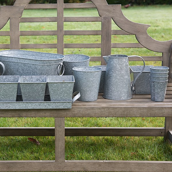 Galvanised metal pots - set of 6