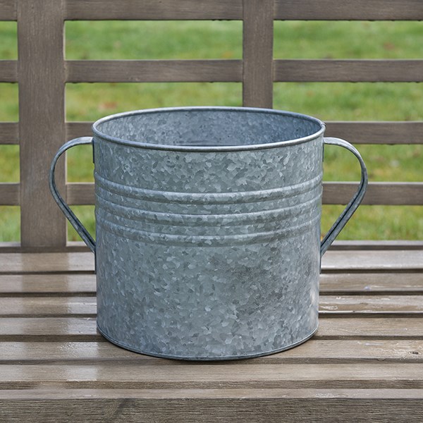 Galvanised metal planter with handles