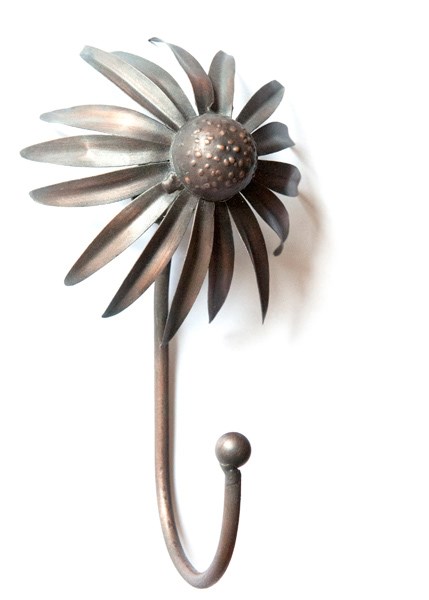 Echinacea plant hook - antique brass