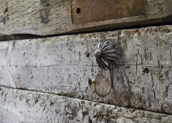 Echinacea plant hook - antique brass
