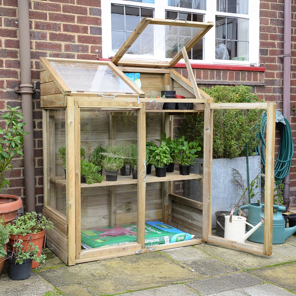 Small wooden greenhouse - natural