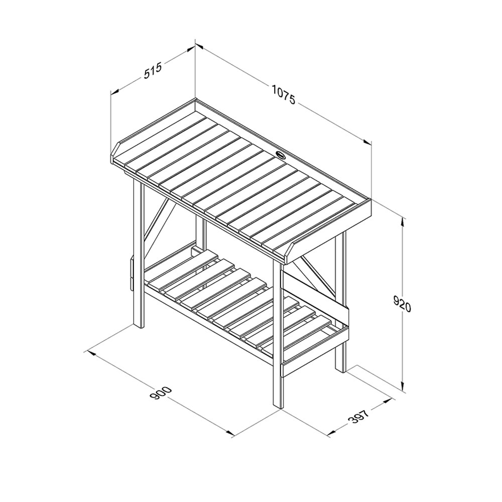 Wooden garden potting bench - natural