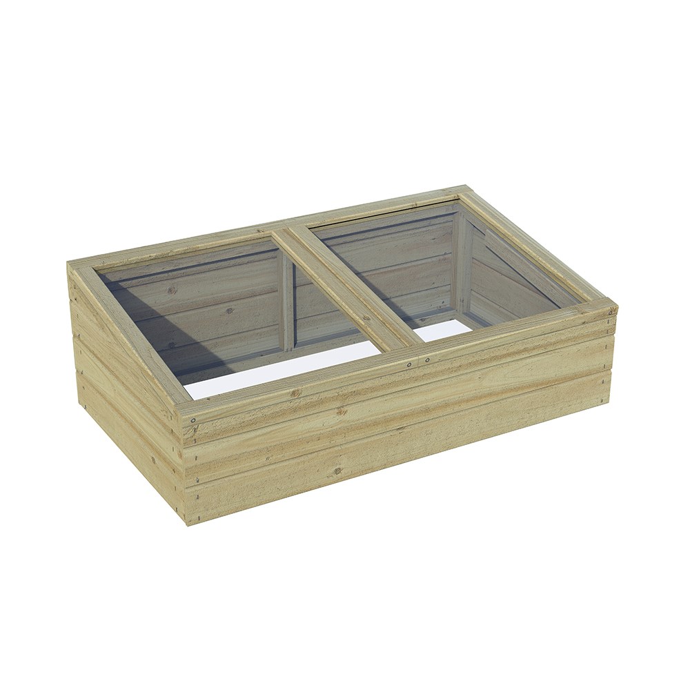 Large overlap wooden coldframe - natural