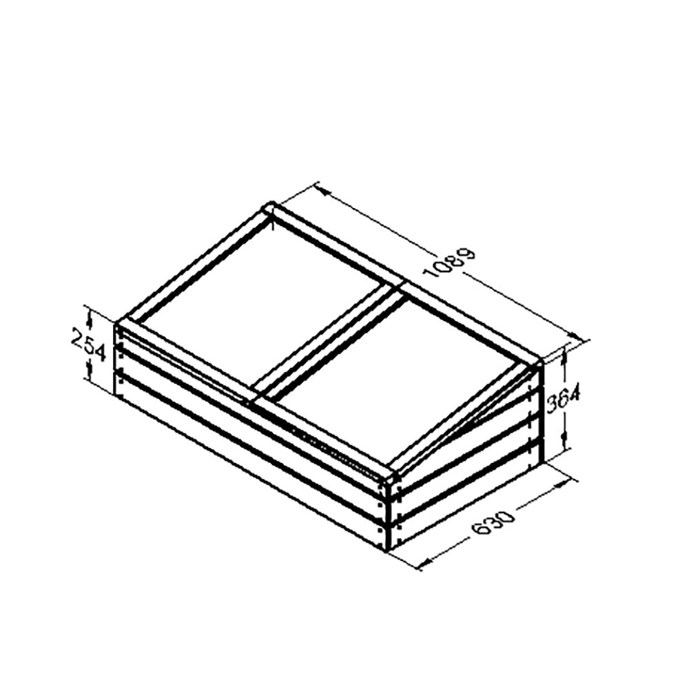 Large overlap wooden coldframe - natural