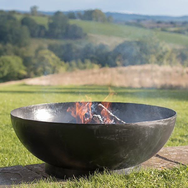 Large iron fire pit bowl
