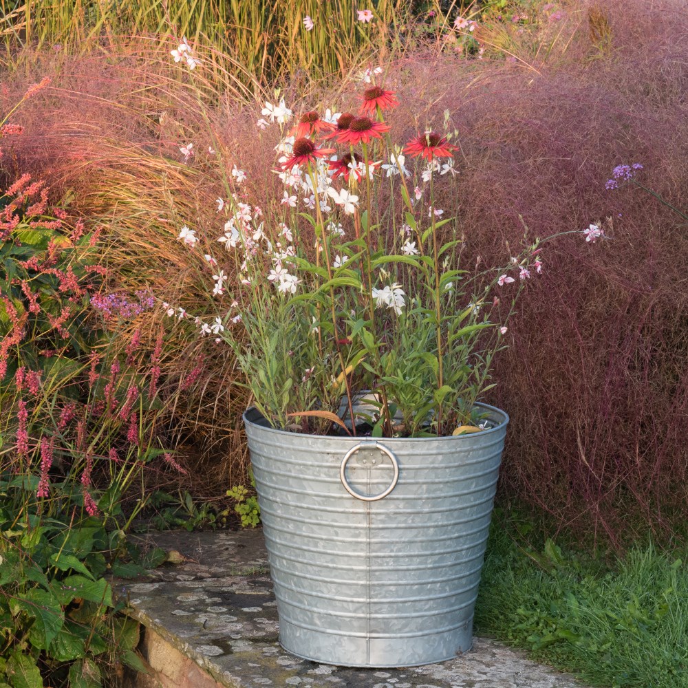Ribbed galvanised metal tub